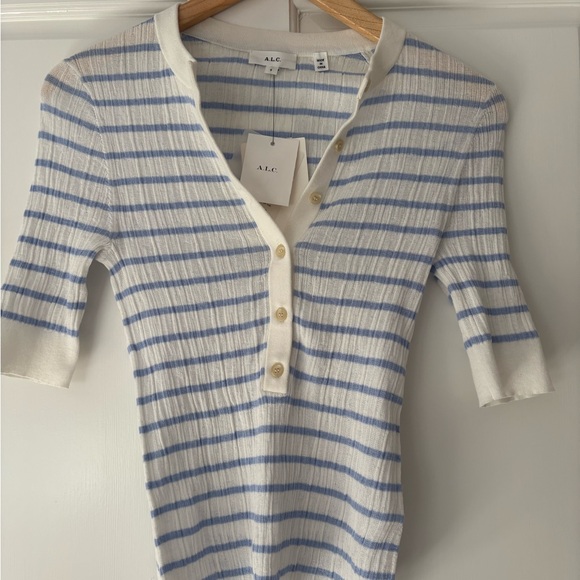 A.L.C. Tops - NAVER WORN A.L.C. White and Blue Striped Knit Top